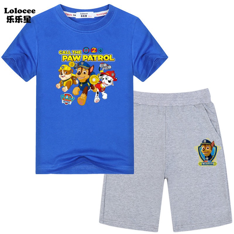 Bộ 2 Món Áo Thun Tay Ngắn &amp; Quần Short In Hình Paw Patrol Cho Bé Trai