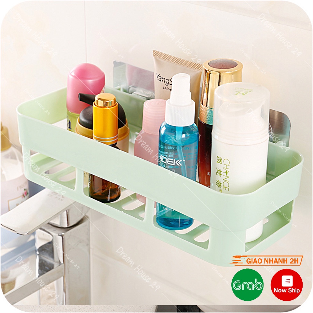 Kệ nhựa đựng đồ nhà tắm, nhà bếp dán tường nhựa abs nhiều màu kích thước 26cm x 10cm x 7cm