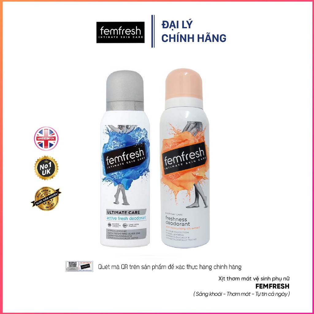 (Hàng Anh, có bill) Xịt thơm mát vệ sinh phụ nữ Femfresh 125ml