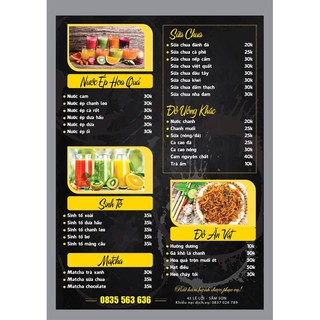 01 Tờ Menu A4 Ép Plastic