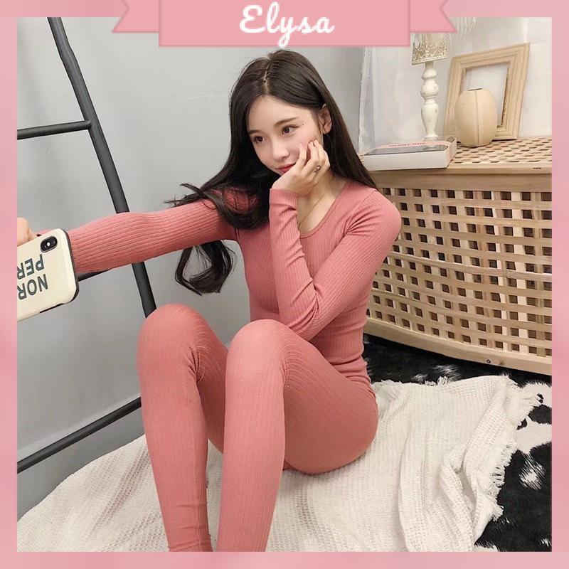 Bộ Len Tăm Giữ Nhiệt Thu Đông Mặc Nhà, Siêu Ấm Áp, Co Giãn 4 Chiều Ôm Dáng Dành Cho Nữ Freesize