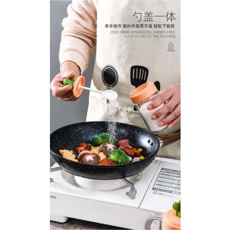Lọ đựng gia vị thủy tinh xương rồng cao cấp, hũ bột canh kèm muỗng thìa đẹp