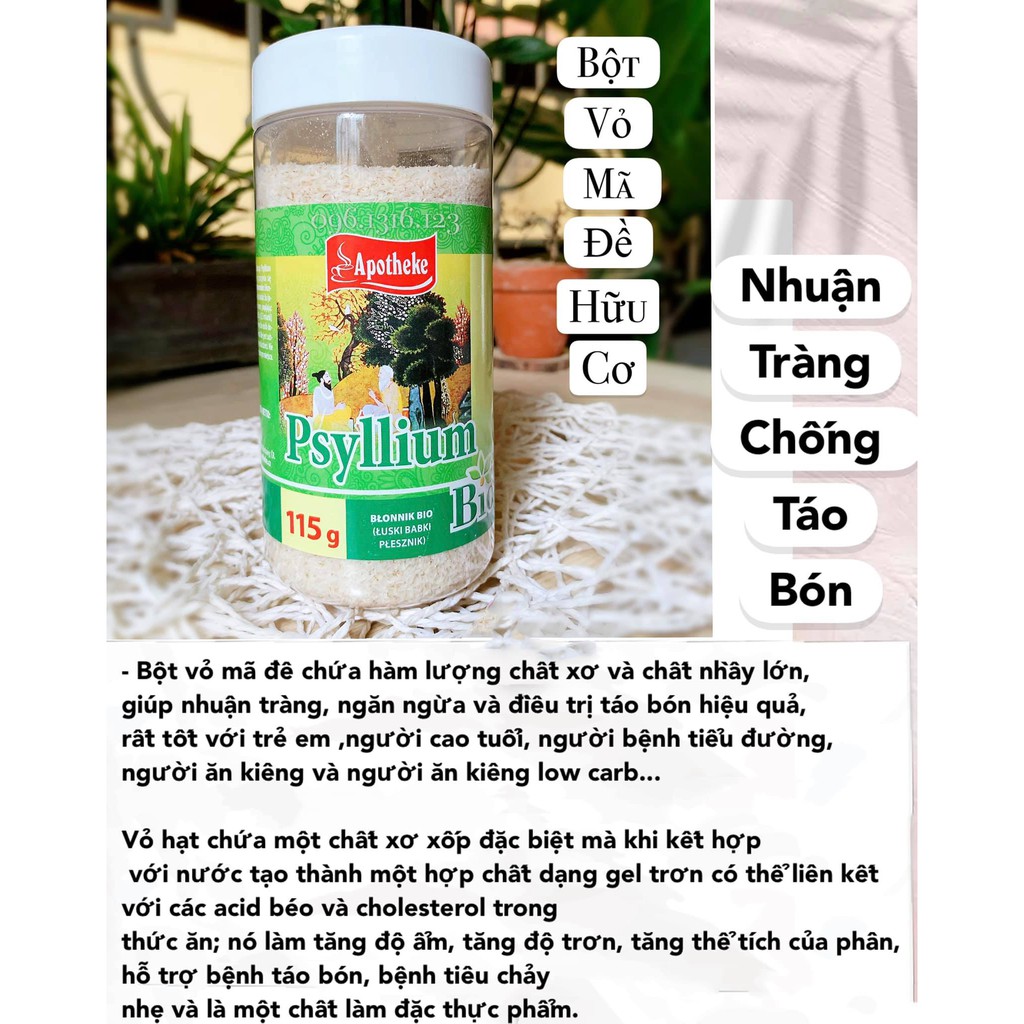 [Apotheke] Bột vỏ cây mã đề hữu cơ (115g)