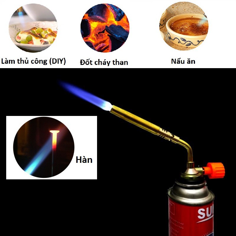 Đèn khò hàn ống đồng - Đầu khò lửa - Sử dụng bình gas mini