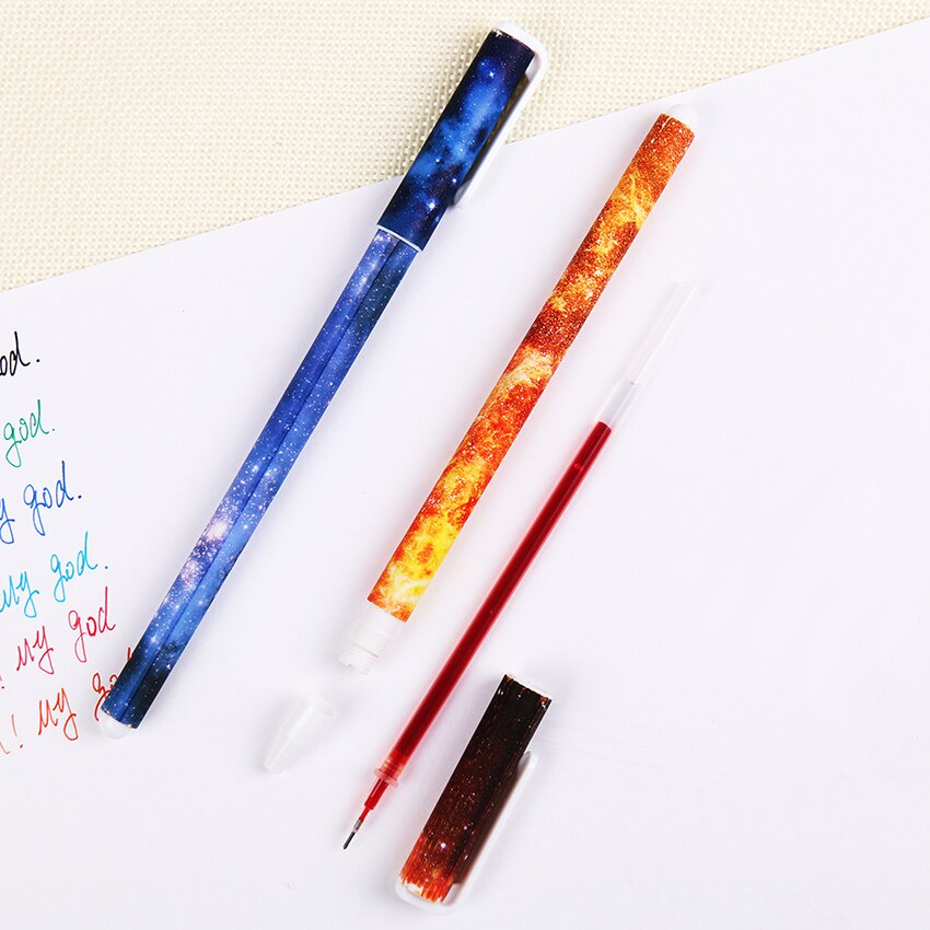 Set combo 10 multi colored gel Ink pens blue light dark green light purple pink orange black red Galaxy Colorful Cute