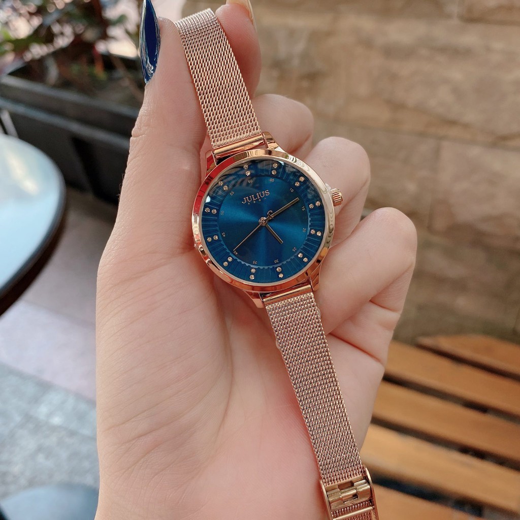 Đồng hồ nữ JA-1058 Julius Hàn Quốc dây thép