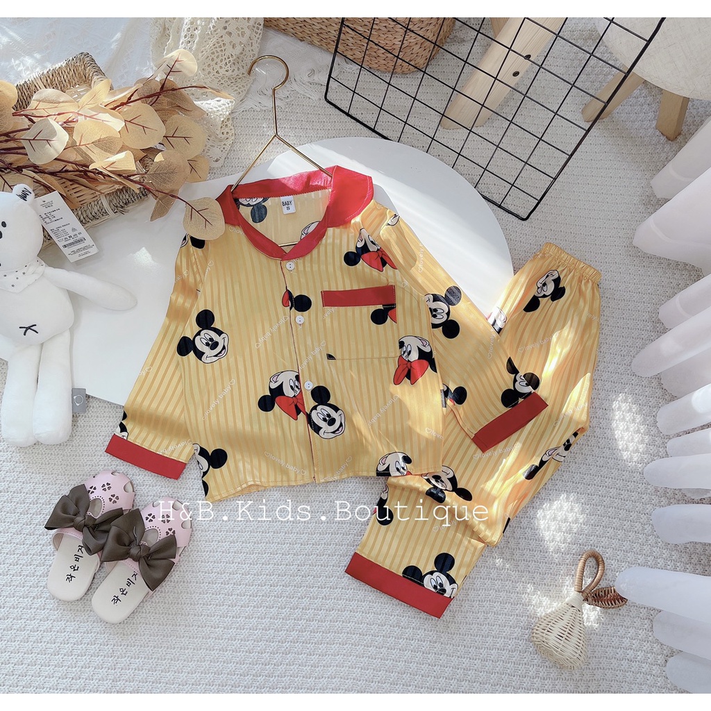 [SALE] Đồ Bộ Pijama Dài Tay Chất Gấm Cao Cấp Họa Tiết Hoạt Hình Đáng Yêu, Đồ Bộ Mặc Nhà Cho Bé (V467)