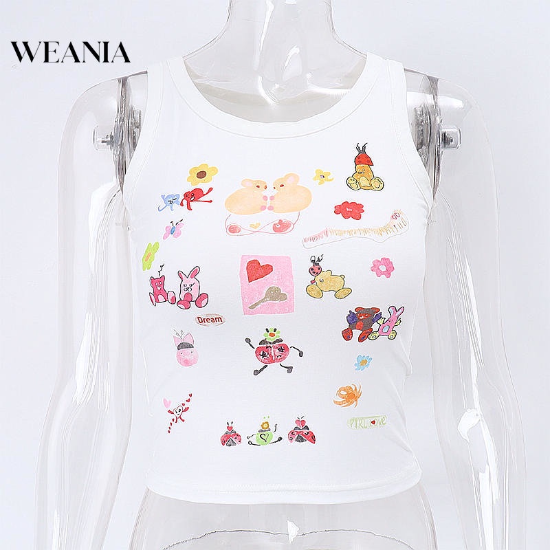 Áo Tank Top In Họa Tiết Dễ Thương Thời Trang Cho Nữ