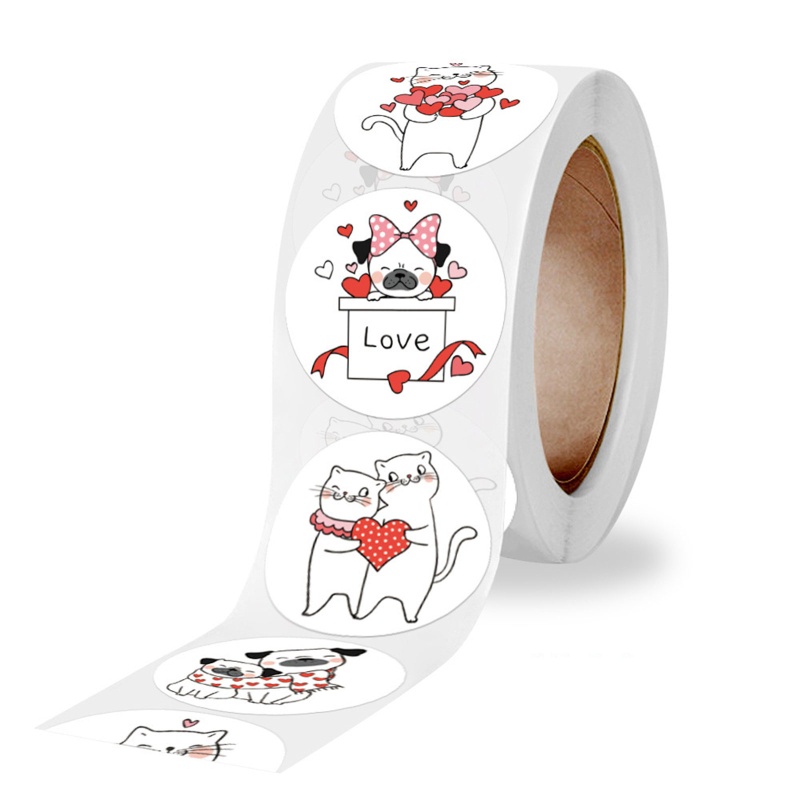 Cuộn 500 Nhãn Dán Hình Động Vật Hoạt Hình Đáng Yêu