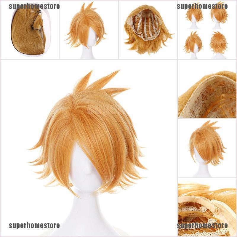 Bộ tóc giả màu vàng hóa trang nhân vật anime Kaminari Denki cho các fan dùng trong triển lãm cosplay