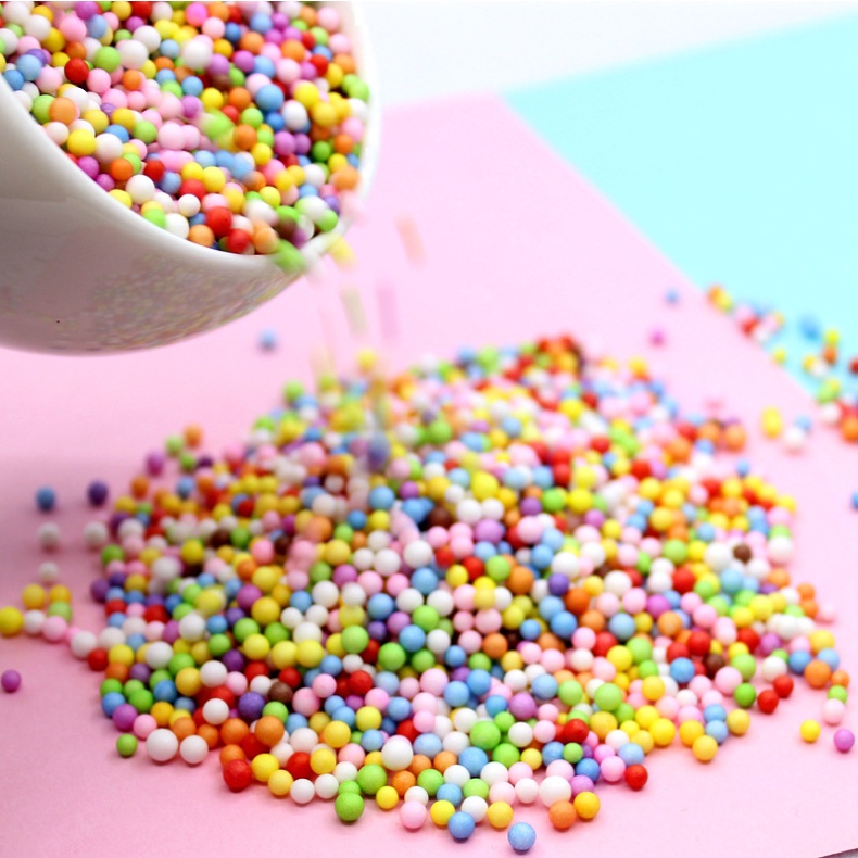 Túi 1000 hạt xốp tròn nhiều màu trang trí slime, tiểu cảnh, terrarium, DIY