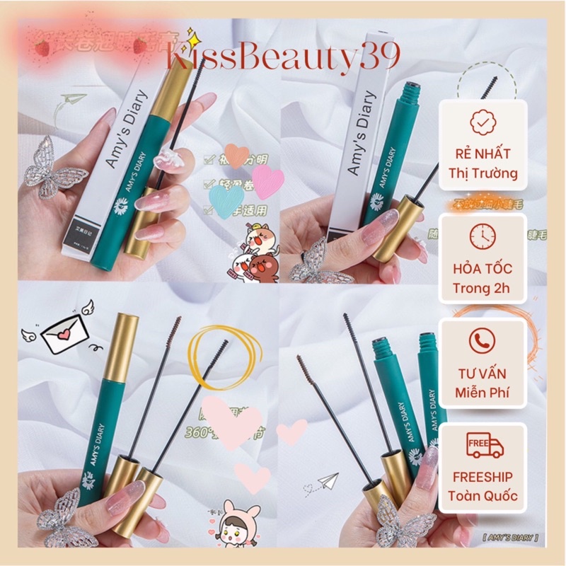 Mascara chuốt mi mảnh tơi AMY's DIARY vỏ xanh vàng luxury AM6838