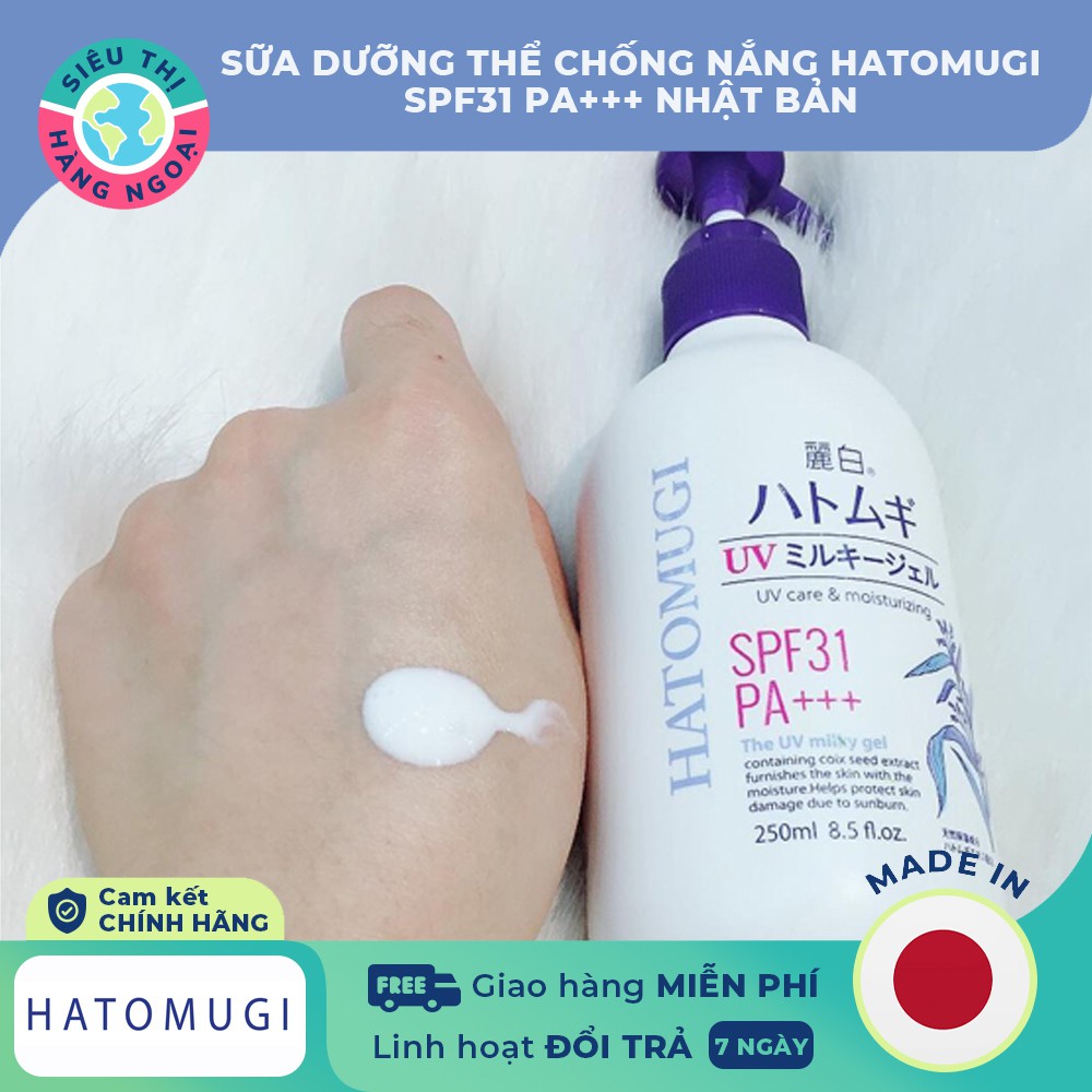 Sữa dưỡng thể chống nắng Hatomugi SPF31 PA+++[giúp chống lại tác hại của tia UV, ngăn ngừa nám, tàn nhang]