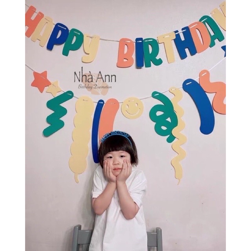 Set trang trí sinh nhật dây dạ Happy Birththday vải dạ trang trí sinh nhật hàn quốc cho mọi lứa tuổi [SDD001]