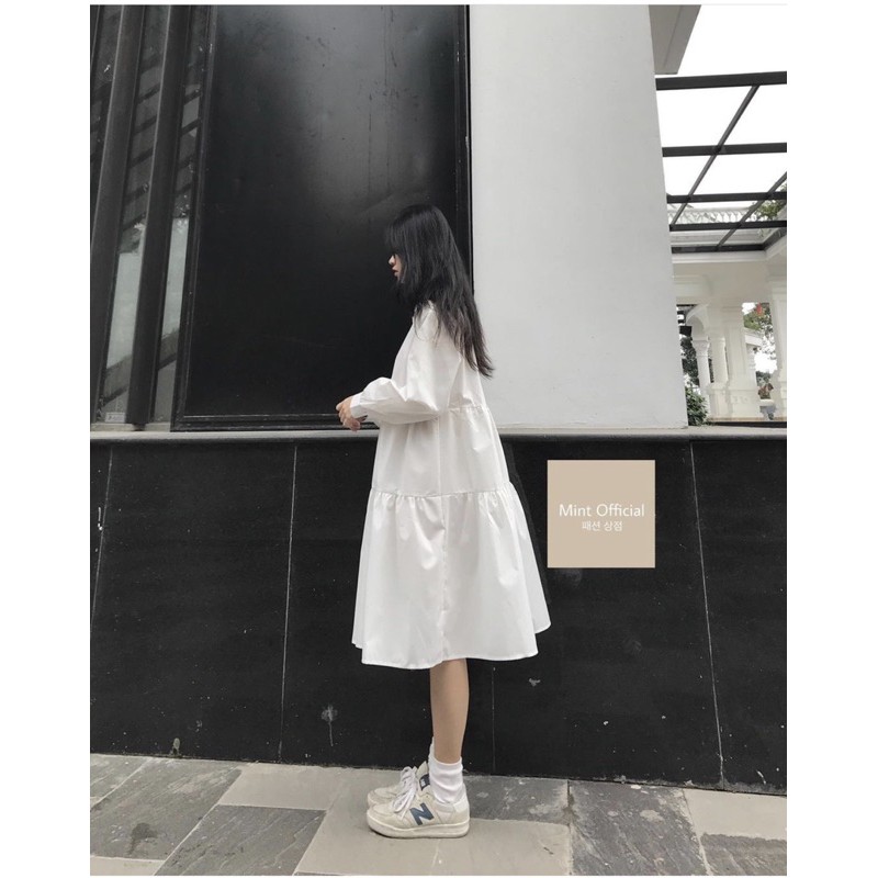 [ Mã FAMAYWA2 giảm 10K đơn 50K] [FREESHIP 50K] Váy sơ mi babydoll tầng tay dài ulzang | BigBuy360 - bigbuy360.vn