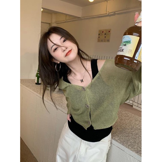 Áo khoác cardigan COZOKC dệt kim tay dài chống nắng thời trang cho nữ