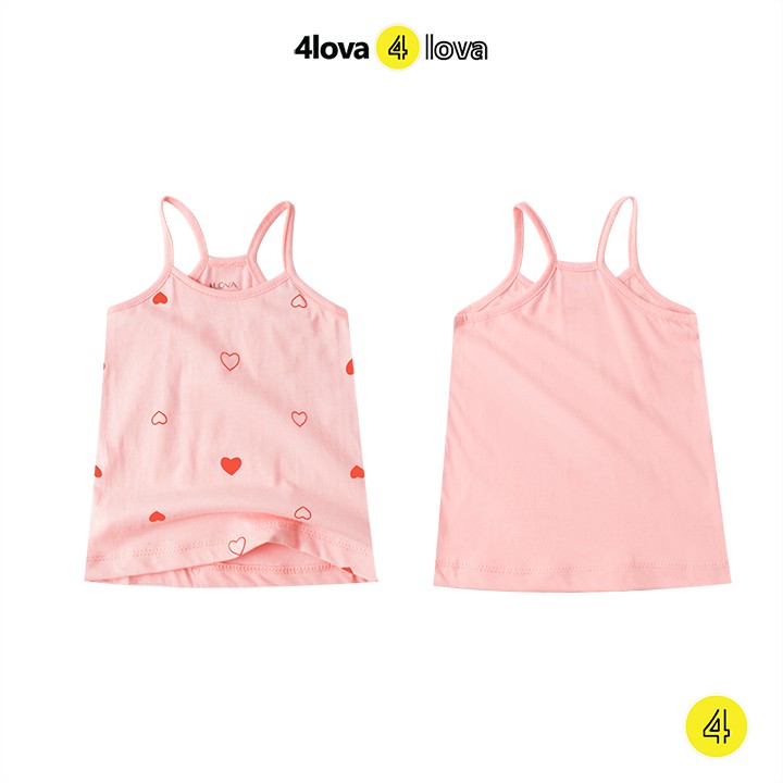 Áo hai dây cho bé gái 4LOVA chất cotton co giãn thoáng mát họa tiết xinh xắn hàng chính hãng từ 6-30kg