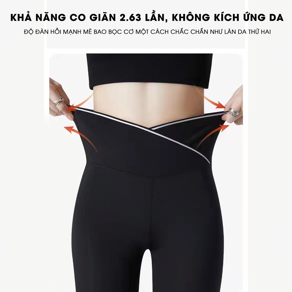 Quần legging nâng mông 23Closet quần legging nữ dài gen bụng cao cấp bản cạp cao nâng mông màu đen - QLG03
