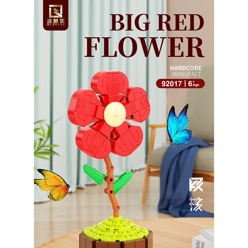 Đồ Chơi Lắp Ráp Đồ trang trí Chậu Hoa Đỏ 92017