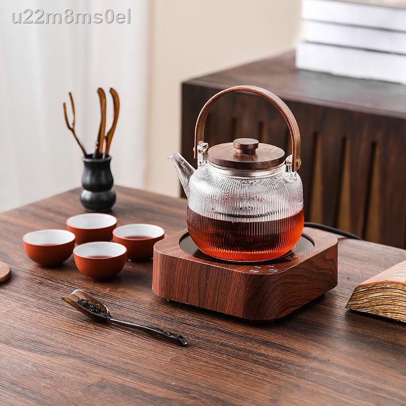 Ấm thủy tinh pha trà bếp điện từ kép kiểu Nhật, máy trà, đun nước, nâng hạ, đơn trong suốt, bộ