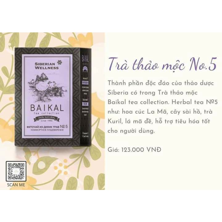 Thực phẩm bảo vệ sức khỏe Trà thảo mộc Baikal tea collection. Herbal tea №5 Sản Phẩm Nga [ MinhAnh ]