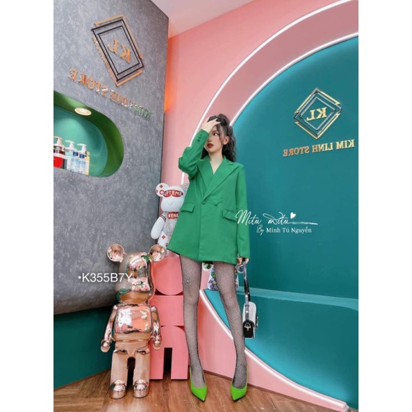 Áo Blazer Nữ Tay Dài Áo Vest Kiểu Dáng Suông Màu Neon Trendy Phong Cách Hàn Thời Trang Công Sở Đi Tiệc