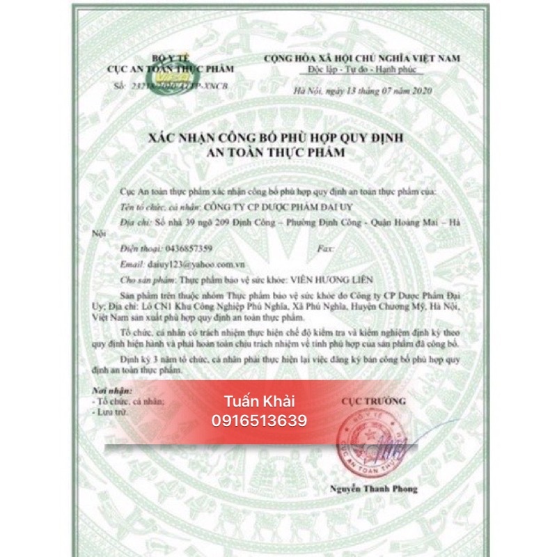 VIÊN LIÊN HƯƠNG  Lọ  500 VIÊN - Đại Uy