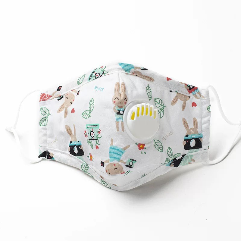 Khẩu trang xô 5 lớp có nút điều chỉnh quai đeo kèm van thở cao cấp cho bé