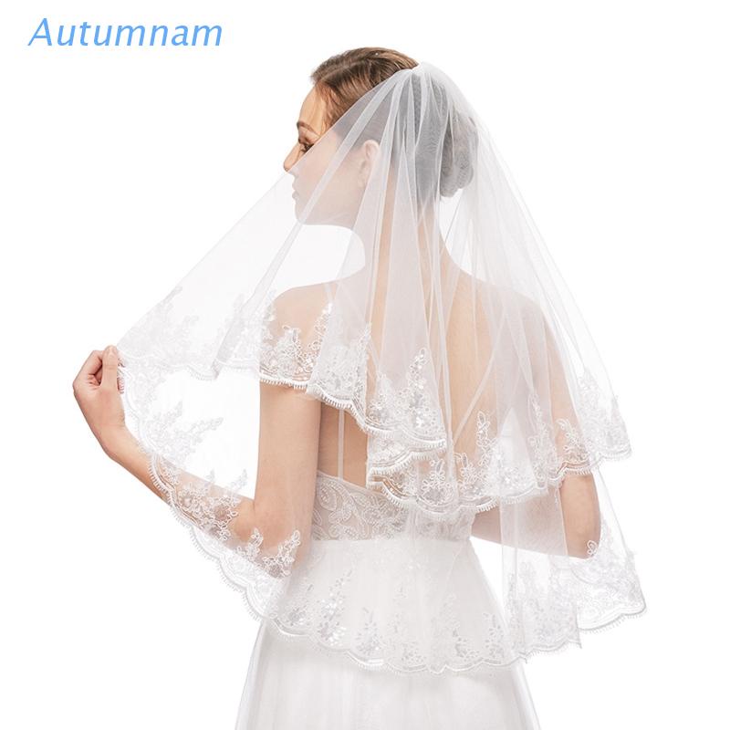 Mạng Che Mặt Phối Ren Hoa Màu Trắng Kèm Lược Cài Tóc Dành Cho Cô Dâu