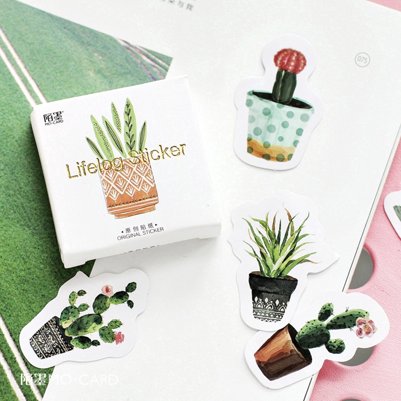 [HD16] Bộ 45 hình dán sticker hình chậu hoa trang trí sổ tay DIY