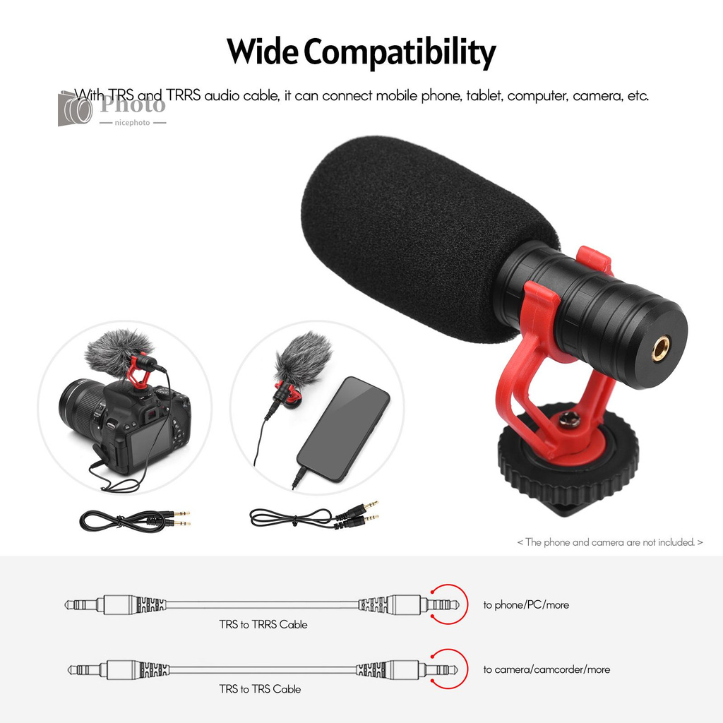 Microphone Thu Âm ANDOER Tích Hợp Giá Đỡ Chống Rung Giắc 3.5mm Cho Máy Ảnh