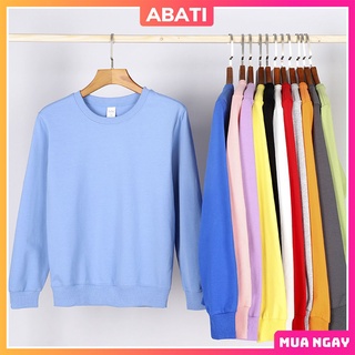 Áo nỉ sweater nam form rộng unisex dày dặn ABATI Áo sweater nam lót nỉ trơn mùa đông ấm áp phong cách hàn quốc
