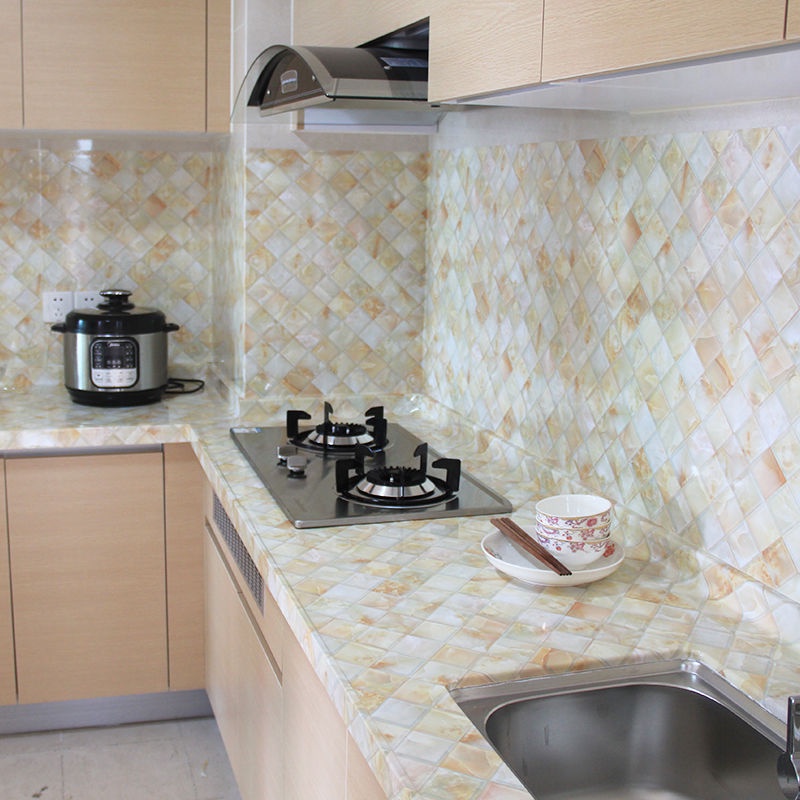 Miếng Dán Tường Nhà Bếp / Nhà Vệ Sinh Tự Dính Chống Thấm Nước / Dầu Mỡ Họa Tiết Đá Cẩm Thạch