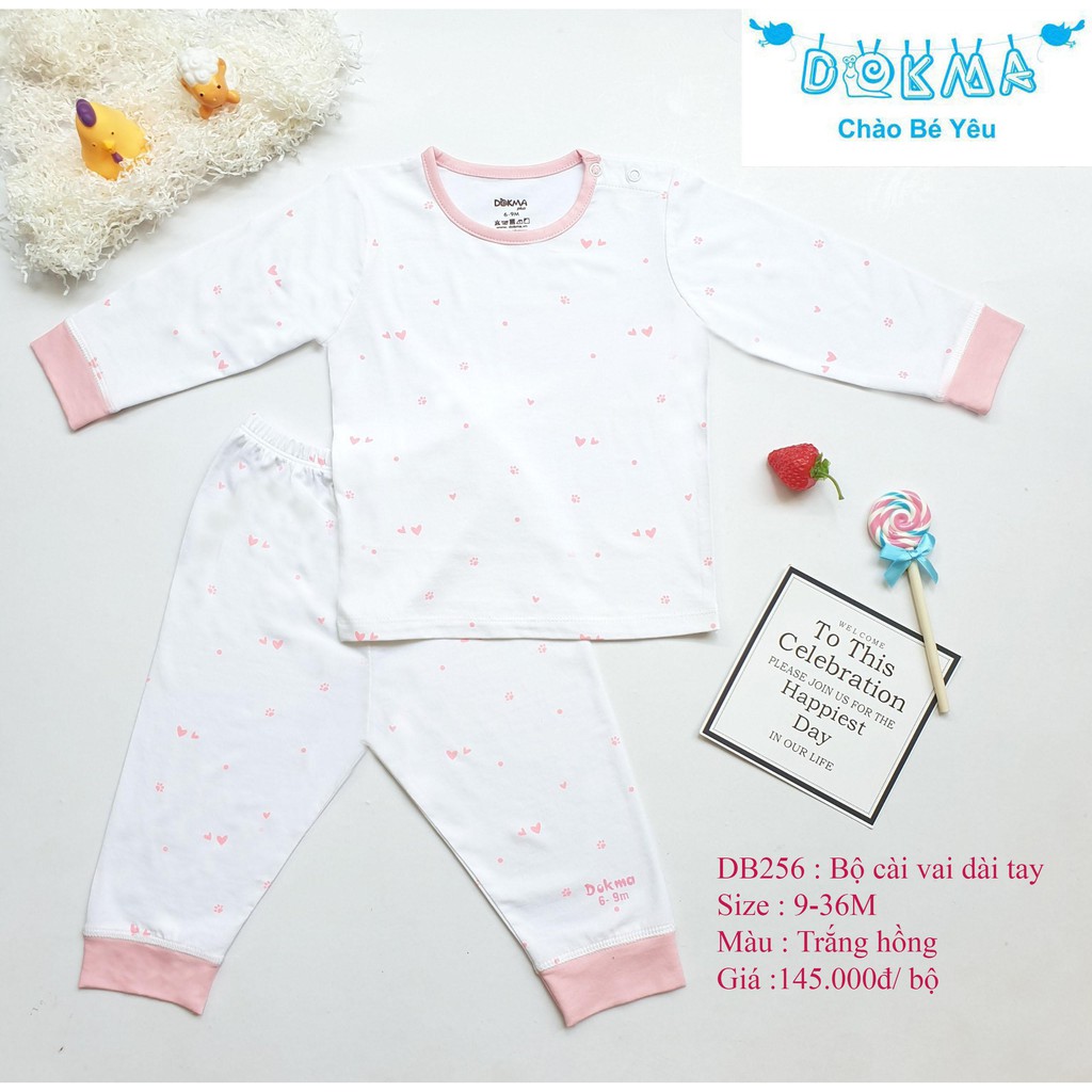 Dokma - Bộ cài vai sơ sinh chất bamboo cho bé 9-36m DB256