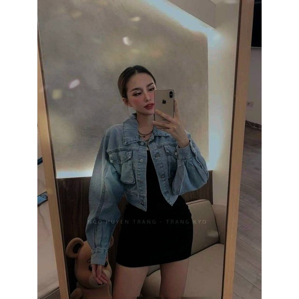 [SIÊU PHẨM] ÁO  KHOÁC JEAN THÊU DA TÚI CAO CẤP YL81212