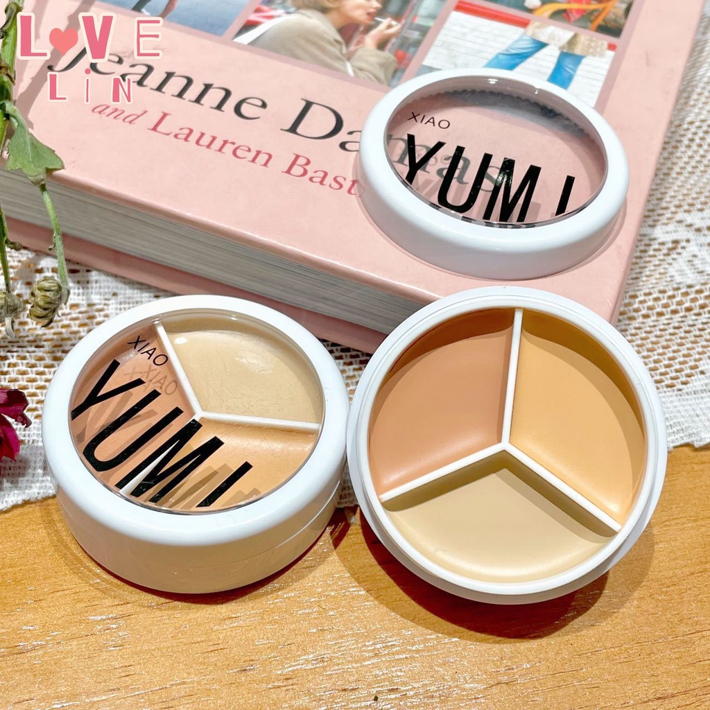 【lovelin】XIAOYUMI Kem Che Khuyết Điểm Ba Màu Mềm Mại Che Quầng Thâm Vết Mụn Và Vết Mụn Hoàn Hảo