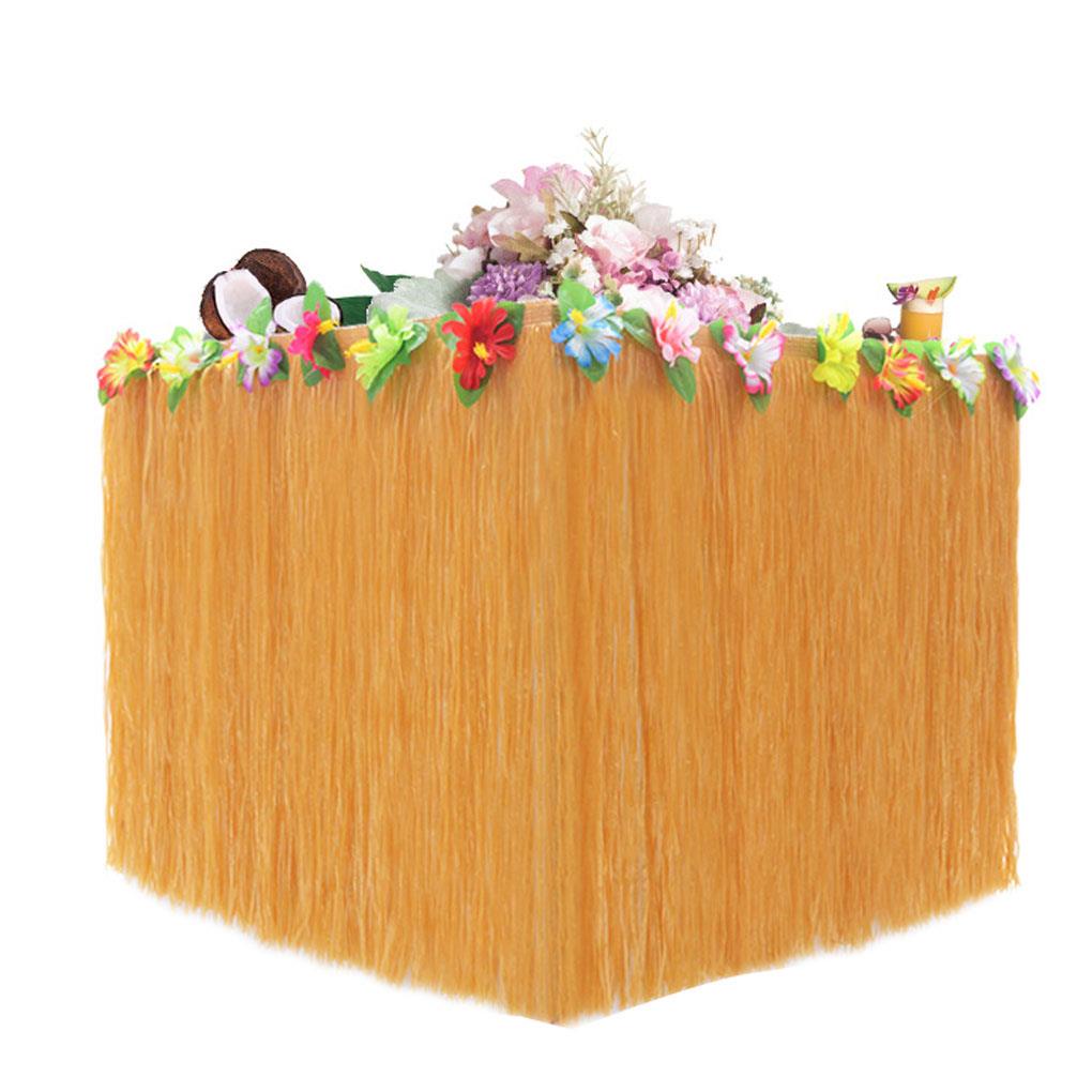 2pcs Flower Fringe Table Skirt Hawaii Table Curtain Luau Party Birthday Summer Anniversary Christmas Table Decoration