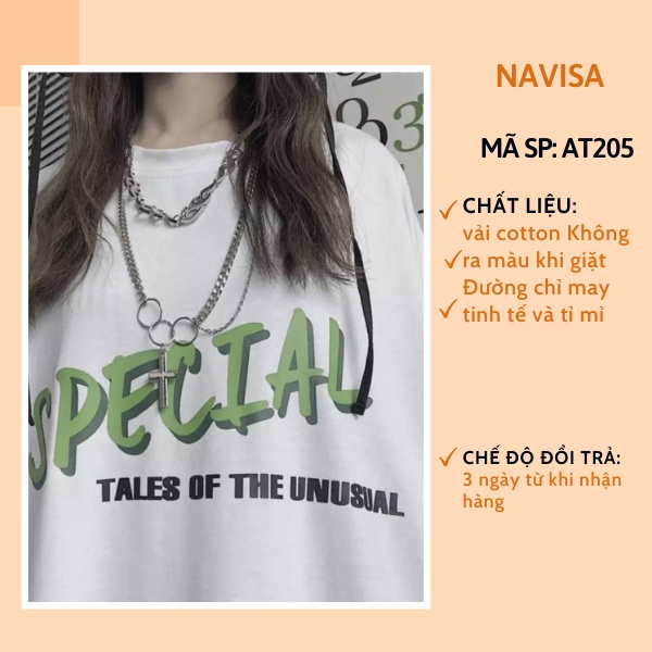 Áo thun nữ unisex form rộng tay lỡ in hình cổ tròn NAVISA AT237
