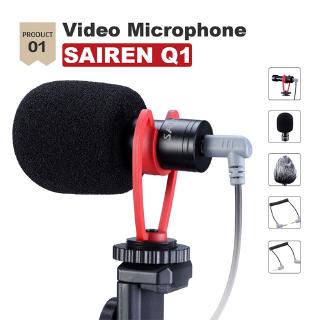 Micro condenser SAIREN Q1 thu âm khi ghi hình gắn máy quay DSLR/điện thoại iPhone 11/máy quay thể thao làm Vlog Youtube