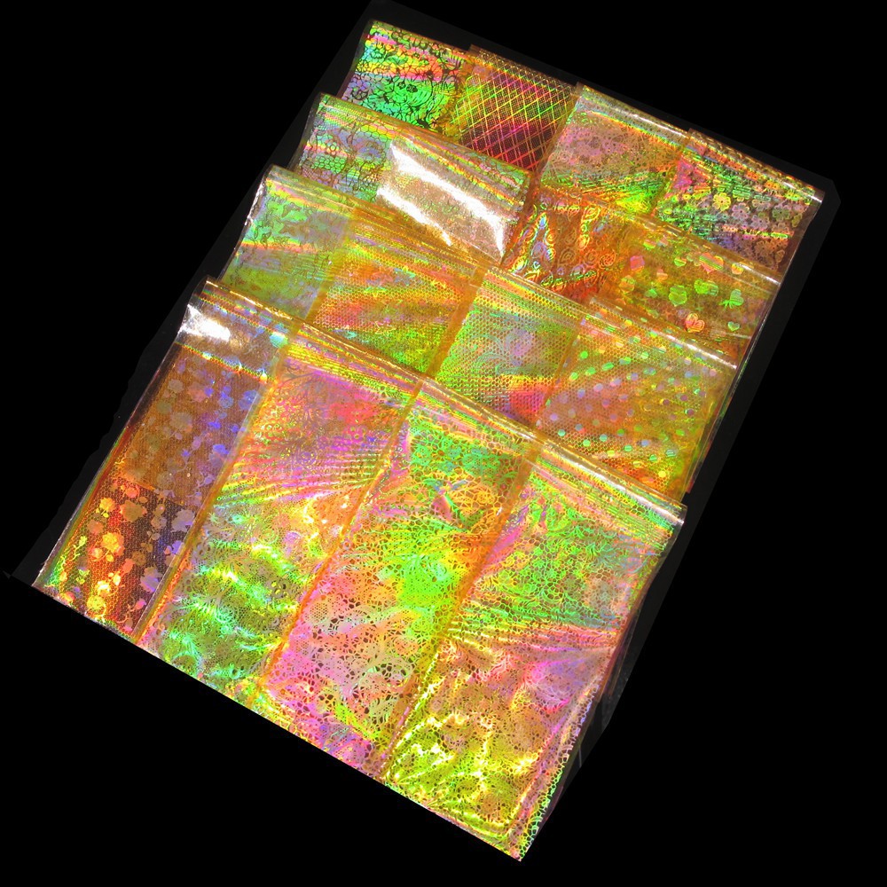 16 Miếng dán móng tay ánh màu lấp lánh độc đáo