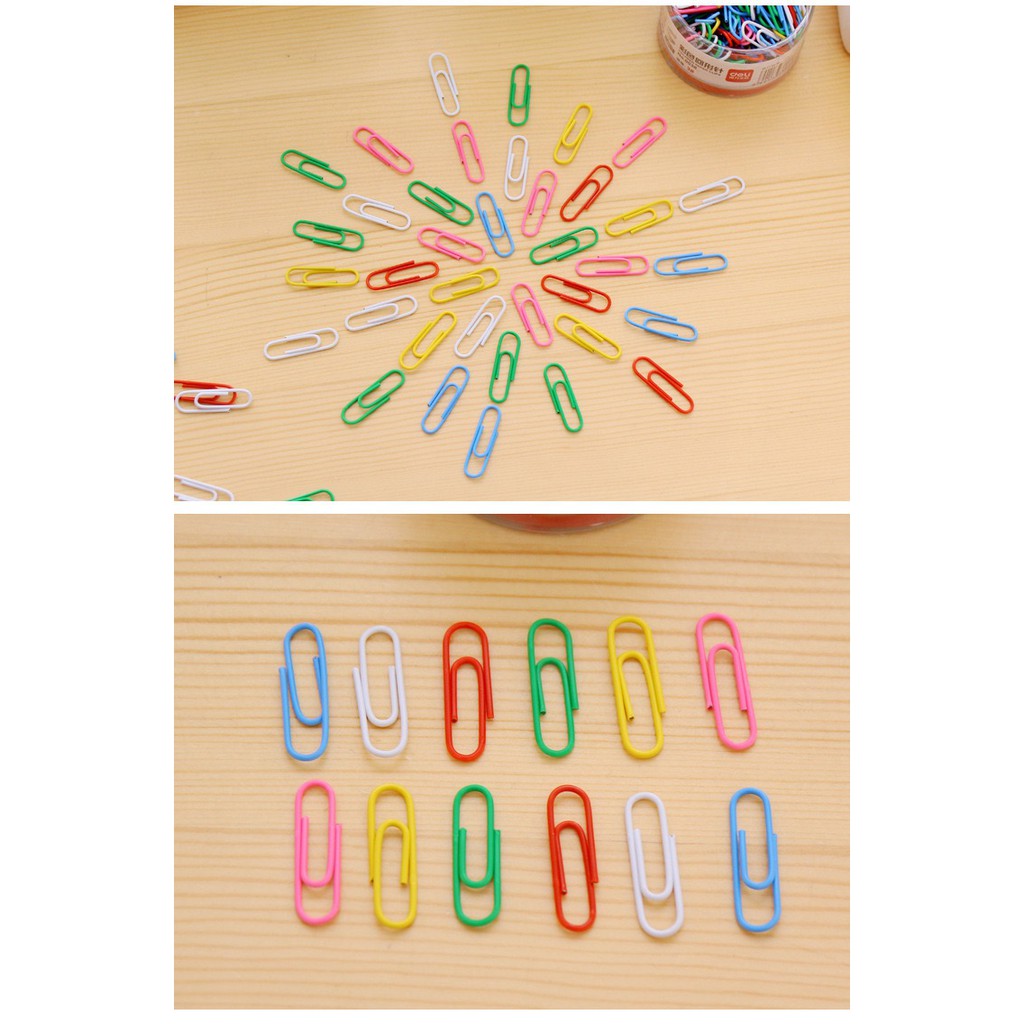 Hộp Kẹp giấy Deli - Ghim giấy màu sắc mẫu truyền thống