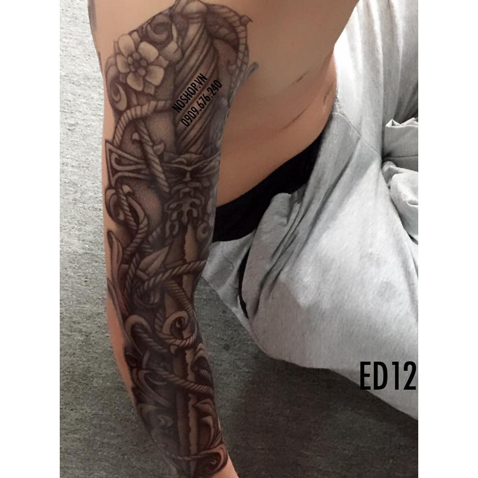 Xăm dán full tay thanh kiếm ED12