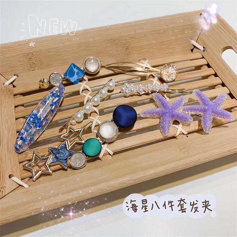 (Bán Buôn Sỉ) [Set 8 #Cặp_tóc] Kẹp Tóc Hình Sao Biển Đính Đá Phong Cách Tiểu Thư Sang Chảnh ❤️ 𝗚𝗜𝗔𝗗𝗨𝗡𝗚𝗛𝗔𝗡𝗢𝗜𝟯𝟵 ❤️