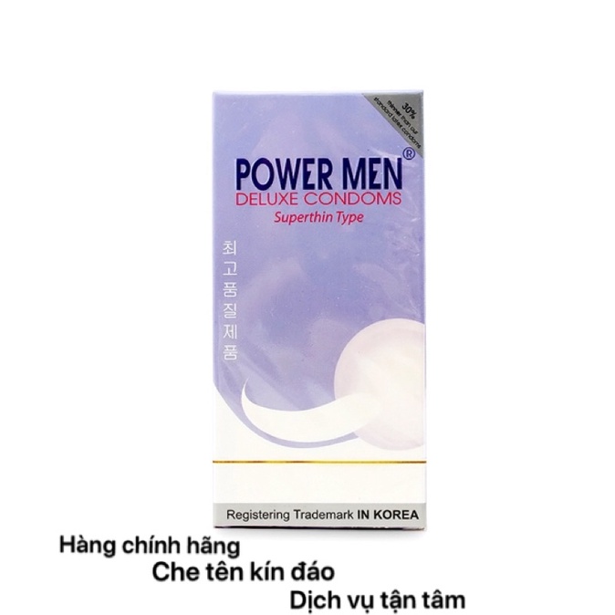 Bao cao su POWER MEN siêu mỏng truyền nhiệt hộp 12 cái