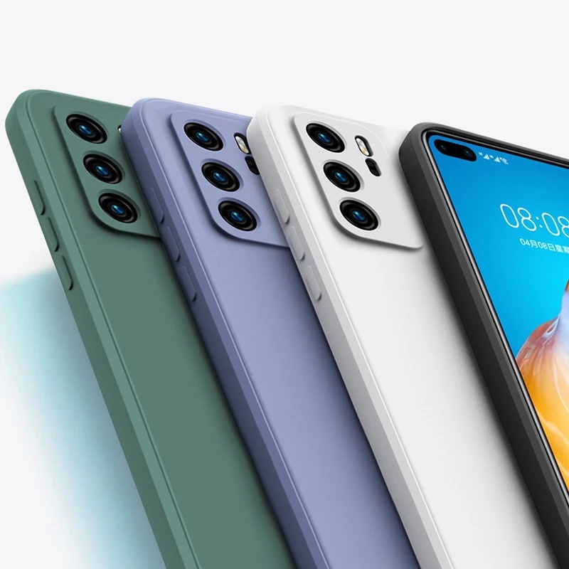 Ốp điện thoại silicon góc vuông màu trơn dành cho Huawei Honor 10 Lite 20 20i 8X