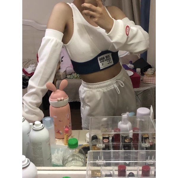 BLACKPINK SET ÁO CROPTOP JENNIE ba lỗ kèm tay áo cá tính kèm ảnh thật shop chụp