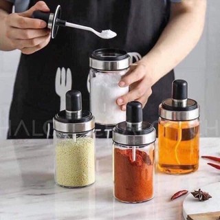 Hũ đựng gia vị thuỷ tinh Hũ gia vị kèm muỗng Lọ đựng gia vị 250ml