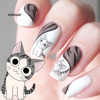 Set 10 Tấm Sticker Dán Móng Hình Mèo Dễ Thương