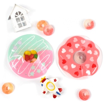 Set 5c Túi zip PVC đựng kẹo bánh, quà tặng hình trái tim, donut Tình yêu Valentine ngọt ngào xinh xắn