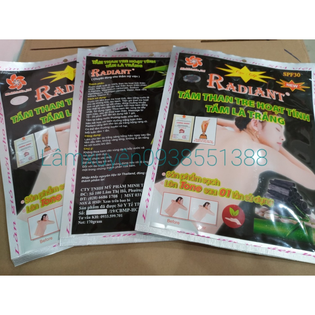 Radiant Tắm trắng than tre hoạt tính tắm là trắng 170gr   giúp làn da trắng sáng hồng hào ngay sau lần tắm đầu